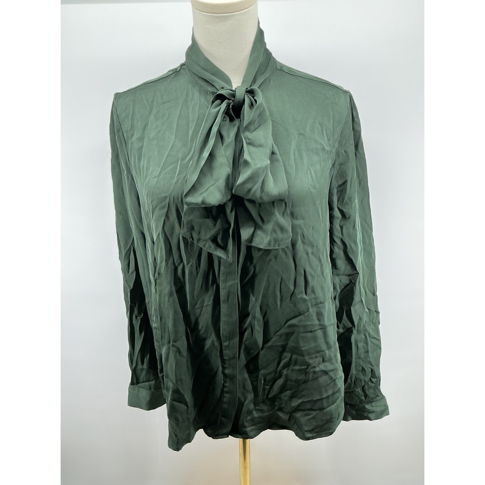Washable Stretch Silk Tie Neck Blouse